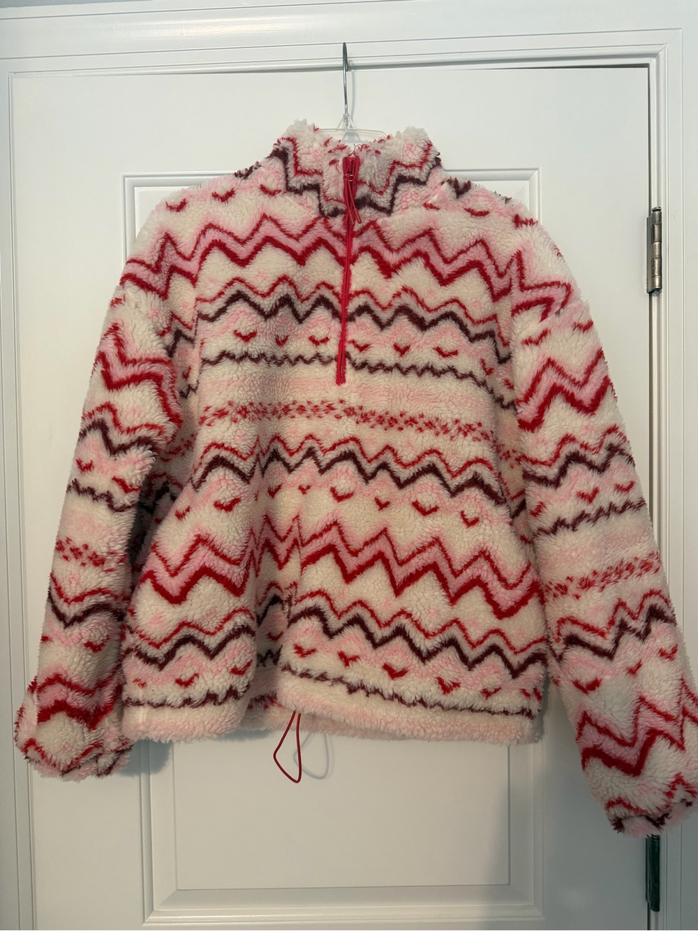 Beach Riot Red Sherpa Zip Hoodie
